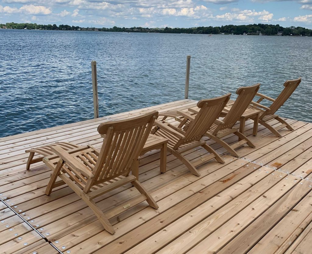 Goldenteak Teak Steamer Chairs at a Seaside location