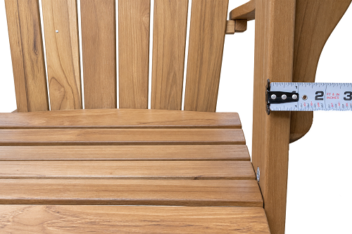 Photo showing thin frame thickness of Big Box Store Teak Adirondack Chair