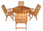 Teak Outdoor Dining Set Octagon Table (52" D), 4 Teak Reclining Chairs Portsmouth