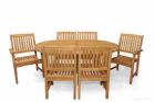 Teak Patio Dining Set for 6 - Oval Table & 6 Chairs
