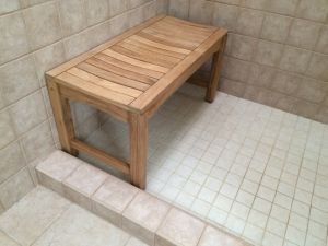 Teak Rosemont Bathroom Bench 36in Customer Photo