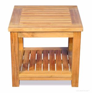 Teak Small Veranda Side Table or end table, with shelf