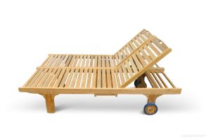 Teak Double Chaise Lounge - Frame Only