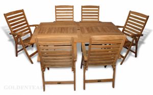 Teak Dining Set Rect Table - 6 Portsmouth Reclining Chair