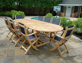Teak Dining Set for 8 - Double Extension Table and Teak Prividence Chairs.