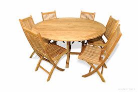 Teak Dining Set for 6, Round Table 60