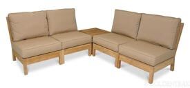 Teak Outdoor Sectional Seating Set with teak end table.