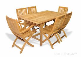 Teak Dining Set Rect Table 2 Providence Chairs w arms 4 without
