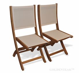 Teak Folding Providence Chair no arms Cream Batyline Sling Fabric