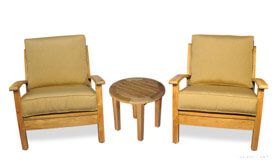 Teak Deep Seating Conversation Set - Club Chairs and Round End Table