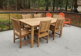 Teak Patio Set for 6 - Rectangular table and Millbrook Chairs