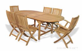 Teak Dining Set Oval Ext Table and 6 Providence Chairs