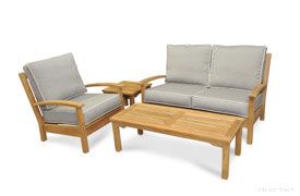 Deep Seating Conversation Set with Love Seat Club Chair Mission Coffee Table and End Table