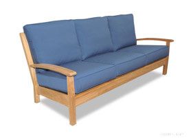 Outdoor Sofa Deep Seating, in Teak, Chappy Collection with cushions