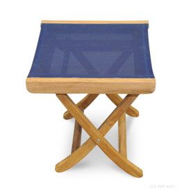 Teak and Sling (Navy) footstool or End Table - Goldenteak