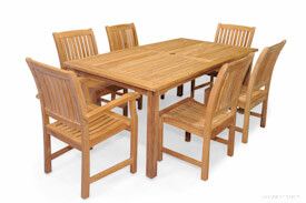 Teak Patio Dining Set for 6 Rectangular Table 6 Millbrook Chairs