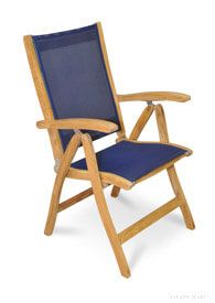 Teak Recliner with Sling Fabric Navy
