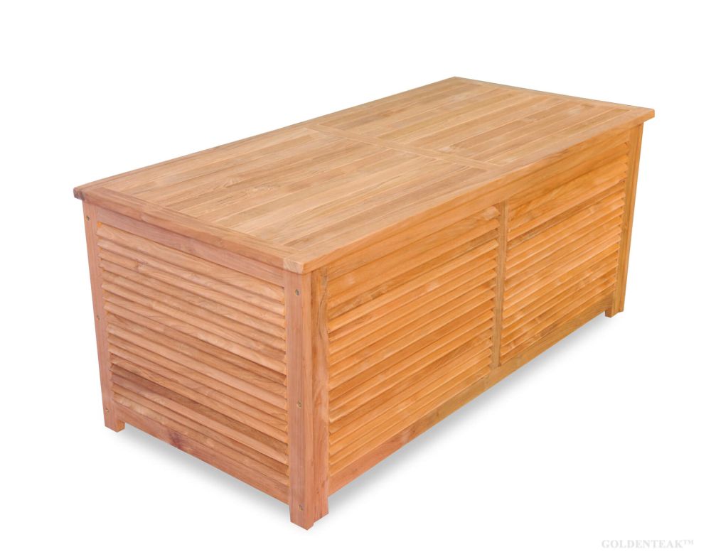 Teak cushion storage box, teak dock box, pool chest, patio chest