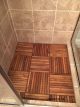 Teak Tiles in Shower - Customer Photo Goldenteak