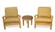 Teak Deep Seating Conversation Set - Club Chairs and Round End Table