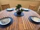 Teak Patio Dining Set for 4 - Round Table, 4 folding side chairs, Customer Photo Oiled-DL