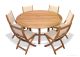 Teak Outdoor Dining Set 60in round table and 6 Sling  Side Chairs - Choose Color