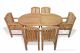 Teak Dining Set for 6, Oval Table, 6 Chairs curved top