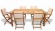 Teak Patio Dining Set for 6, Rect Table and 6 Cream Sling Chairs