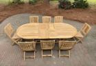 Teak Dining Set for 8 - Oval Ext Table and 8 Teak Providence Folding Side Chairs