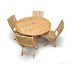 Teak Outdoor Dining Set for 4 - 6 Round Table and Folding Chairs
