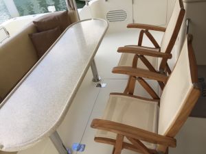 Teak And Sling Recliner Chair on Boat Ruthless - Goldenteak Customer Photo