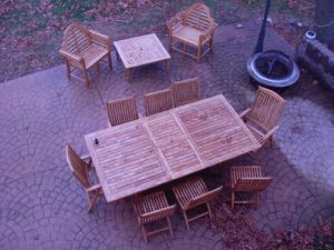 Teak Patio Set Photo - extension table, teak folding chairs