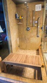 Teak 36in Shower Bench in Sauna