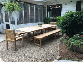 Teak Patio Set Nantucket Table and Backless Bneches