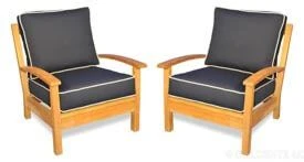 Teak Deep Seating Club Chair Pair - Goldenteak