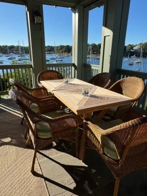 Teak Outdoor Pedestal Table from Goldenteak - Customer Photos