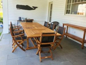 Teak Outdoor Dining Set for 8  with Teak & Sling Chairs