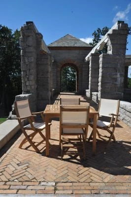 Teak Outdoor Dining Set for 4, Sq. Table & Folding Chairs