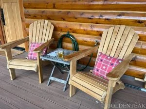 Teak Adirondack Chair Pair on Porch - Goldenteak Customer Photo