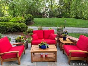 Deep Seating  Loveseat, Club Chairs Coffee Table Set in Teak - Goldenteak Customer Photo