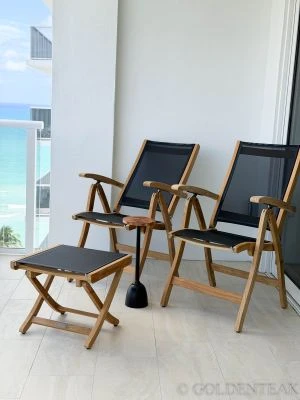 Teak Recliner Sling Black Customer Photo and Review | Goldenteak