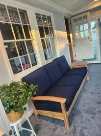 Teak Deep Seating Sofa, Club Chair in navy - cust photo Goldenteak