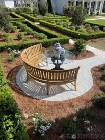 Goldenteak's Curved Teak Bench Estate Collection at customer site