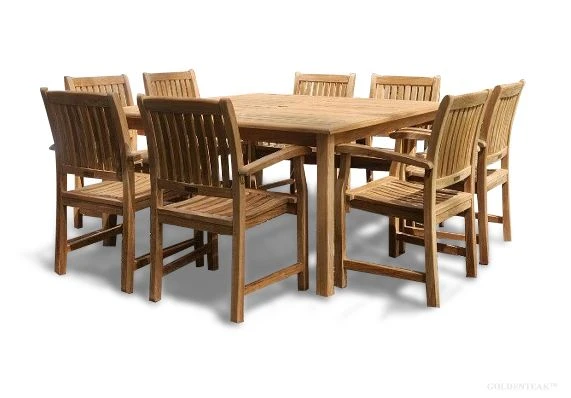 Teak Outdoor Dining Set for 8 Square Table | Premium Teak