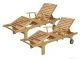Teak Chaise Sunlounger with arms - PAIR