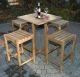 Teak Square Bar Table 4 Bar Stools Set - Outdoor Elements Collection
