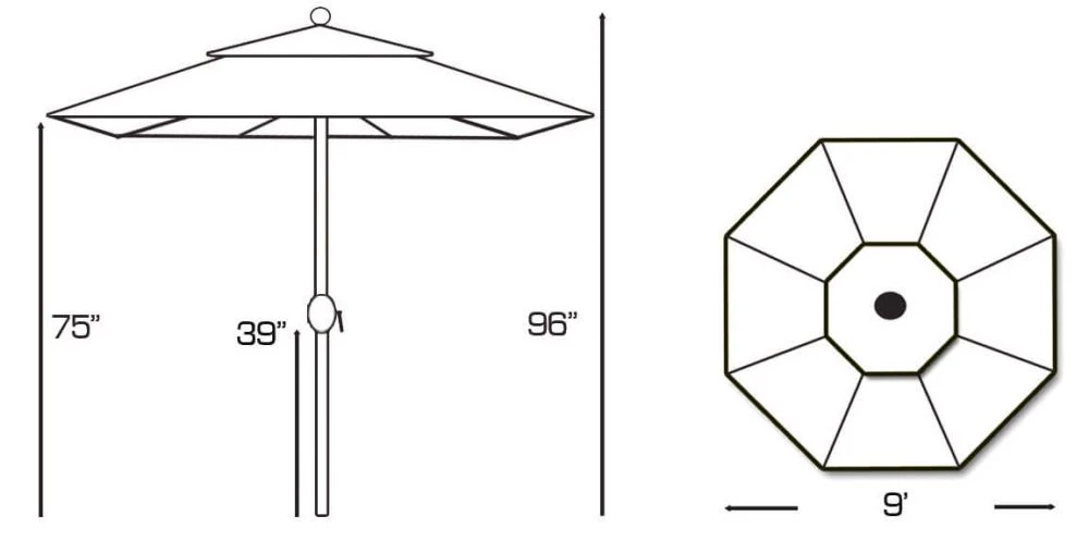 dimensions of 9 ft patio umbrella Outsunny Garden Umbrella: 9ft, Blue Stripe with Tilt Crank and Ruffled Design for Deck and Pool Shade Our market umbrella perfectly accommodates your requirement for sheltering from the harsh summer Abba Patio 9FT Lyon Outdoor