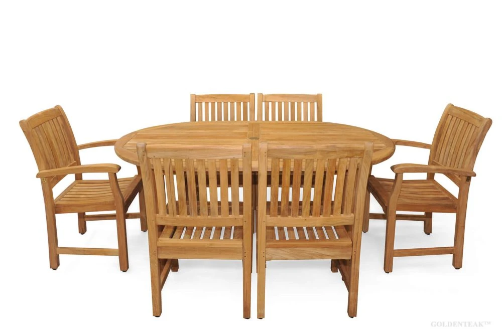 Teak Patio Dining Set for Oval Table Millbrook Chairs - Main Image