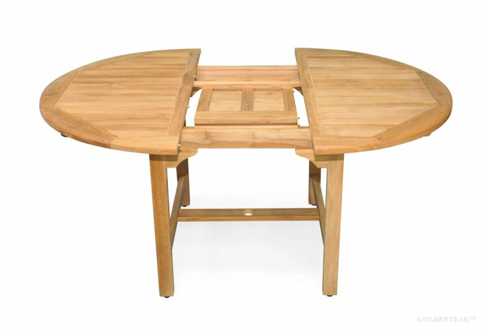 Buy Teak Round Dining Table with Leaf Extension GoldenTeak
