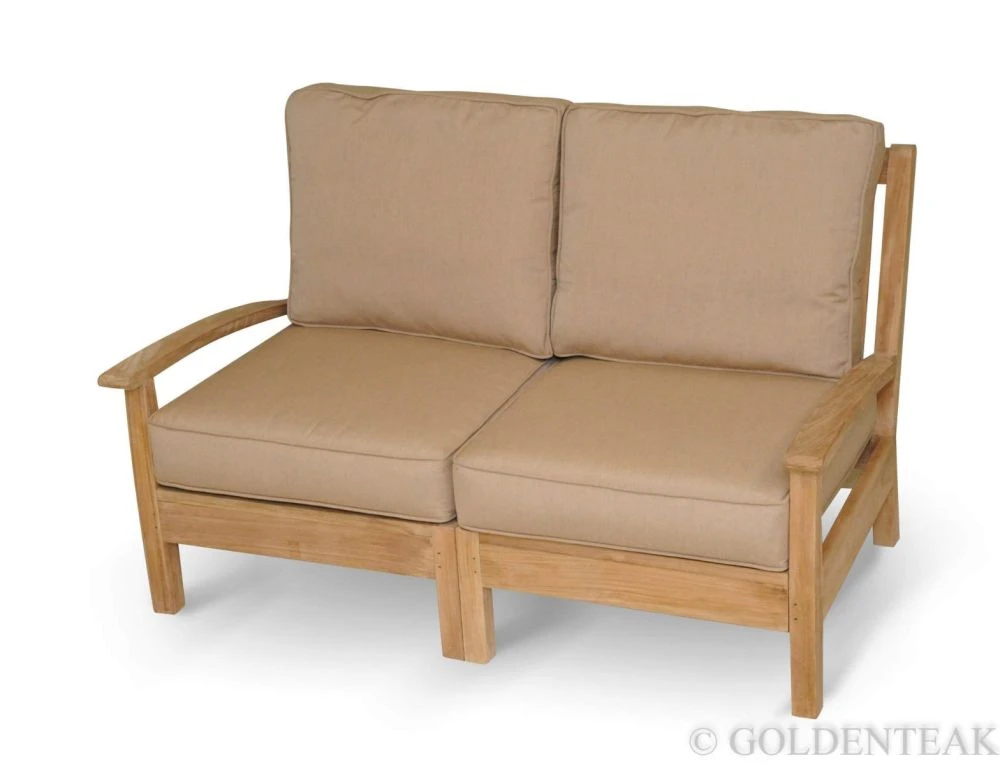Teak Modular Sectional Outdoor Loveseat with Goldenteak